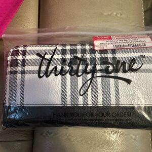 Thirty-One Classic Plaid Wallet and Solid Black Thirty-one Purse